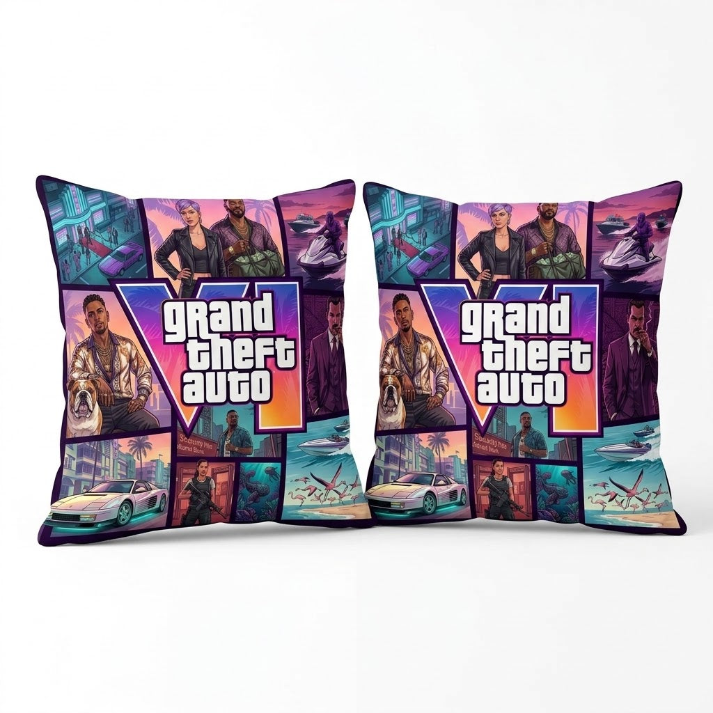 Vice City Pillow Set — 2pc Throw Pillows Limited Edition Only 500 Available !